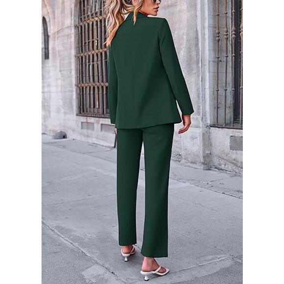 PRETTYGARDEN Women's Fall Spring 2 Piece Blazer Business Casual Oversize Jacket - Picture 2 of 5